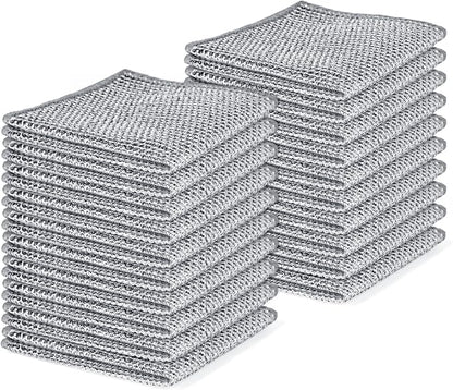 20pcs Set Non-Scratch Steel Wool Dishcloth - Multi-Use Kitchen Scrubbers, Durable Cleaning Pads for Wet & Dry Use White