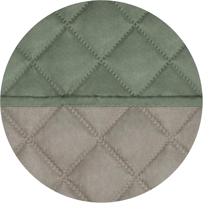 PureFit Reversible Quilted Recliner Sofa Cover, Water Resistant Slipcover Furniture Protector, Washable Couch Cover with Elastic Straps for Kids, Dogs, Pets (Small, Greyish Green/Beige)