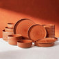 Dinnerware Set for 8, Ceramic Plates and Bowls, Terracotta | 24 pcs Speckled