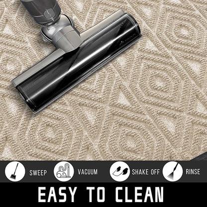 Yimobra Door Mat, Outdoor Indoor Entrance Welcome Mat, Heavy Entry Front Door Mat, Stain & Fade Resistant, Low Profile, Sturdy Rubber, Easy Clean Patio Floor Mat, Waterproof, 60 x 36,Light Beige