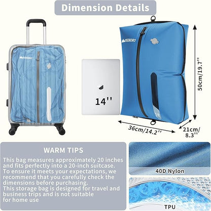 Vacuum Bag for Travel, Professional IPX8 Waterproof Reusable Vacuum Compression Bags for Travel Suitcases, Durable Space Saver Bag(2 Large,No Pump)
