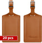 Travelambo Luggage Tags for Suitcases Faux Leather Privacy Protection 20 Pack Bag Tags Travel Accessories Essential, Yellowish Brown