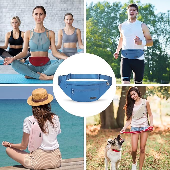 MAXTOP Large Crossbody Fanny Pack with 4-Zipper Pockets,Gifts for Enjoy Sports Festival Workout Traveling Running Casual Hands-Free Wallets Waist Pack Phone Bag Carrying All Phones