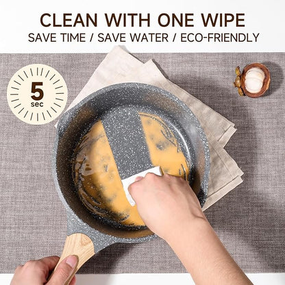 JEETEE Pots and Pans Set Non Stick 23pcs, Healthy Kitchen Cookware Sets, Induction Cooking Set W/Gray Frying Pans, Saucepans, Sauté & Griddle & Crepe Pan (PFOA, PFAS Free)