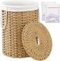 Laundry Basket with Lid Round Rattan Laundry Hamper with Lid and Handles 29.1 Gal (110 L) Handwoven Woven Basket with Removable Bags and 2 Mesh Bags for Bathroom Living Room Natural