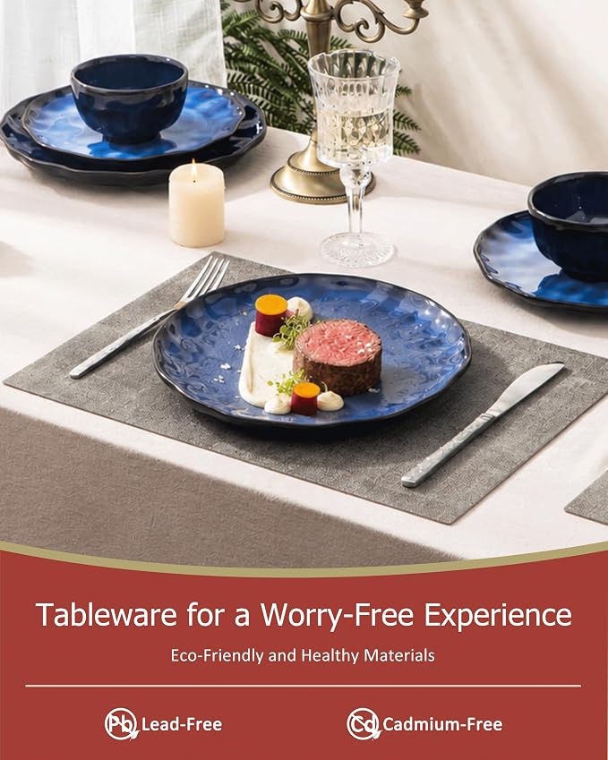 4-piece set, natural active glaze plate and bowl set, microwave and dishwasher