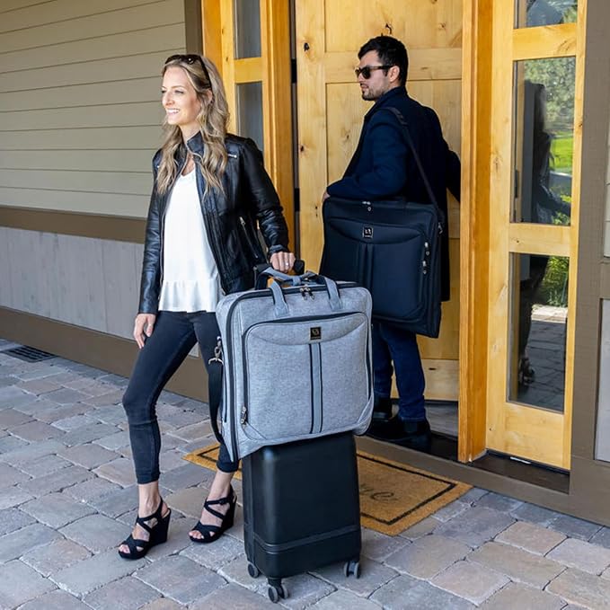 Premium Suit Garment Bag Carry On - Hangs 4 Suits - Travel & Business with Shoulder Strap and Laptop Compartment