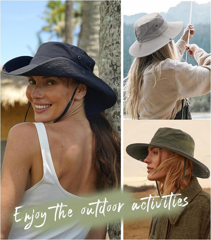 FURTALK Womens Sun Hat with Ponytail Hole Beach Hiking Summer Wide Brim UPF 80+ Outdoor Protection Foldable Bucket Hat