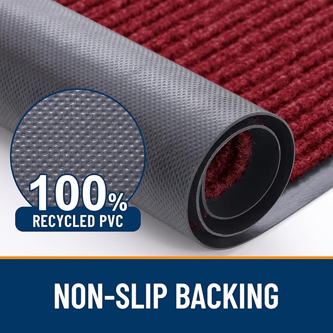 OLANLY Front Door Mat Indoor Outdoor Entrance, Waterproof Heavy Duty Doormat, Fade Resistant, Low Profile, Easy Clean Patio Porch Welcome Floor Mats for Entry, 59x20, Wine Red