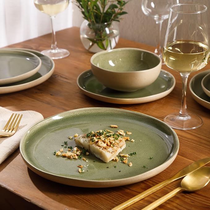 Gibson Elite Manila Bay 12-Piece Stoneware Dinnerware Set, Service