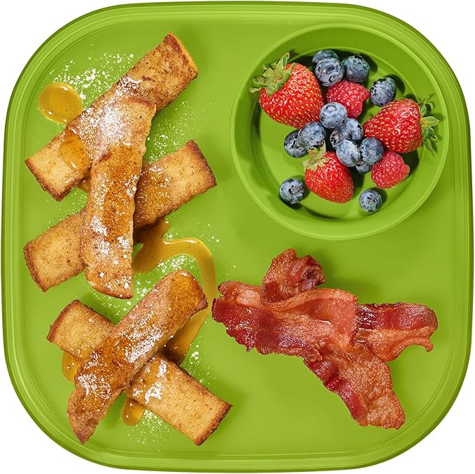 Madesmart Dipware Reusable Dining Plate/Serving Tray for Appetizers and Snacks, Food-Safe Appetizer Serving Platter with Removable Dip Bowl, Lime