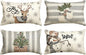AVOIN colorlife Christmas Snowman Reindeer Gloves Eucalyptus Throw Pillow Covers, 12 x 20 Inch Winter Holiday Stripes Cushion Case Decoration for Sofa Couch Set of 4
