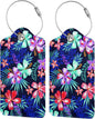 Set of 2 Luggage Tag for Suitcases Tie dye PU Leather Luggage Tag with Full Back Privacy Name ID Card Fun Laggage Tags