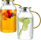 2 PACK Glass Pitcher with Lid, 68oz/2Liter Borosilicate Glass Water Pitcher, Heat Resistant Vertical Striped Water Carafe for Iced Tea, Fruit Tea, and Hot Beverages, Dishwasher Safe, Christmas Gifts