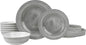 AELS Melamine Dinnerware Set of 18 Pcs, Dinner Dishes Set for Indoor and Outdoor Use, Melamine Plates and Bowls Set for 6, Dishwasher Safe, Lightweight Unbreakable, BPA Free, Gray