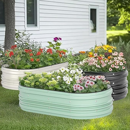 WORKPRO 2PK 4x2x1ft Galvanized Raised Garden Bed Set, Rust & Corrosion