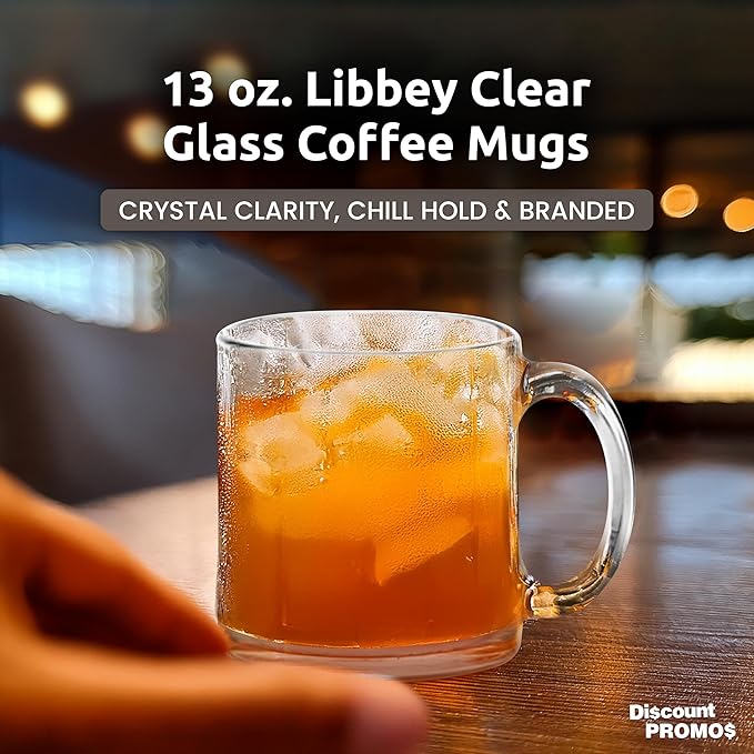 Libbey Clear Glass Coffee Mugs 13 oz. Set of 10, Bulk Pack - Perfect for Coffee, Tea, Espresso, Hot Cocoa, Other Beverages - Clear Bottom