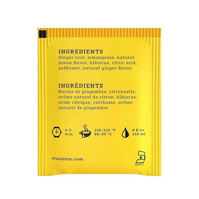 Stash Tea Lemon Ginger Herbal Tea, 6 Boxes of 30 Tea Bags Each (180 Tea Bags Total)