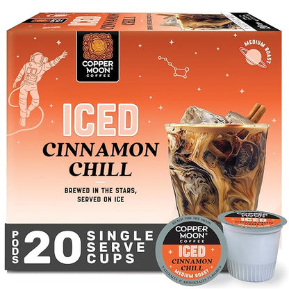 Copper Moon Single Serve Coffee Pods for Keurig K-Cup Brewers, Brew Over Ice Cinnamon Chill, 20 Count