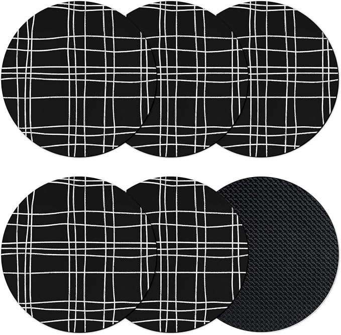 Simple Grid Coasters Set of 6, Absorbent Coasters