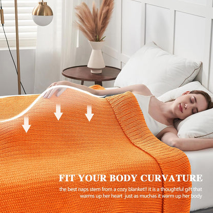 L'AGRATY Knitted Weighted Blanket - 48"x72" 15lbs Cooling Chunky Knit Heavy Blanket for Adults Braided Crochet Throw Thick Cable Yarn Knit Decorative No Beads Evenly Weighted Machine Washable