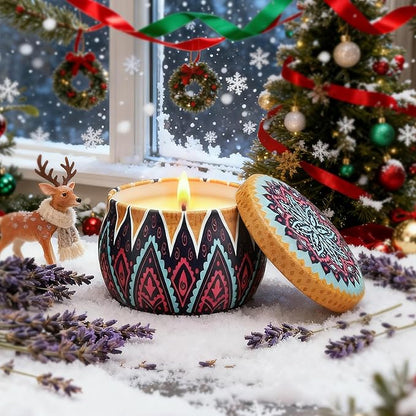 Christmas Candle Gift Set, 4 Pack Scented Candles for Home, Long Lasting Soy Aromatherapy Candle Set, Strong Scented Tin Candles, Perfect Gifts for Women