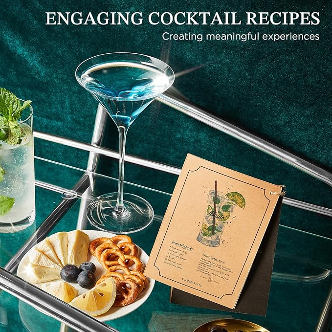 KITESSENSU Cocktail Shaker Set with Stand | Mixology Bartender Kit Bar Set with Essential Bar Accessories for Home Bar: Martini Shaker, Jigger, Muddler, Bar Spoon | Drink Mixer Cocktail Kit