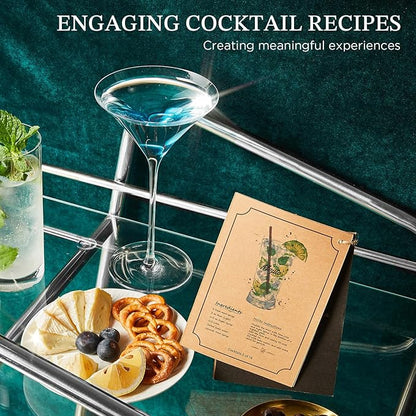 KITESSENSU Cocktail Shaker Set with Stand | Mixology Bartender Kit Bar Set with Essential Bar Accessories for Home Bar: Martini Shaker, Jigger, Muddler, Bar Spoon | Drink Mixer Cocktail Kit