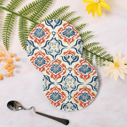 Seamless Asian Traditional Patterns Round Drink Coaster Set of 4 Heat Resistant