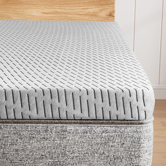 Bamboo Mattress Topper Full Size 2 Inch, Cooling Gel & Bamboo Charcoal Memory Foam Mattress Topper for Back Pain Relief, Firm Dual-Layer Foam Bed Pad with Removable Cover