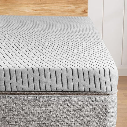 Bamboo Mattress Topper Twin Size 4 Inch, Cooling Gel & Bamboo Charcoal Memory Foam Mattress Topper for Back Pain Relief, Firm Dual-Layer Foam Bed Pad with Removable Cover College Dorm