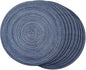FunWheat Round Braided Placemats Set of 8 Place mats for Dining Tables Woven Heat Resistant Table Mats 15 inch(E Klein Blue, 8pcs)