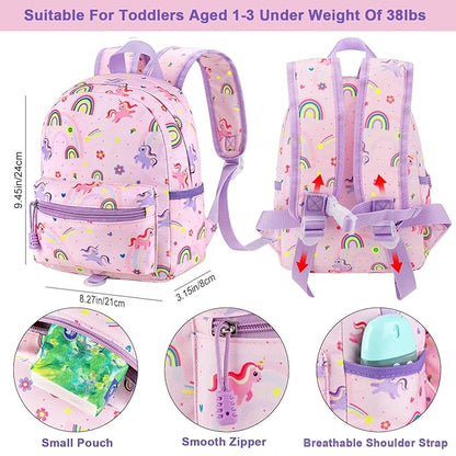 Accmor Toddler Backpack Leash, Cute Unicorn Baby Backpacks with Anti Lost Wrist Link, Mini Kids Backpack Leash Walking Harness for Outdoor Travel, Small Backpack Tether for Boys Girls 1-3 (Pink)