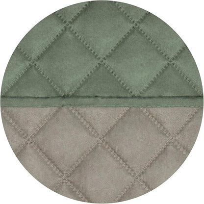 PureFit Reversible Quilted Sofa Cover, Water Resistant Slipcover Furniture Protector, Washable Couch Cover with Non Slip and Elastic Straps for Kids, Dogs (Oversized Loveseat, Greyish Green/Beige)