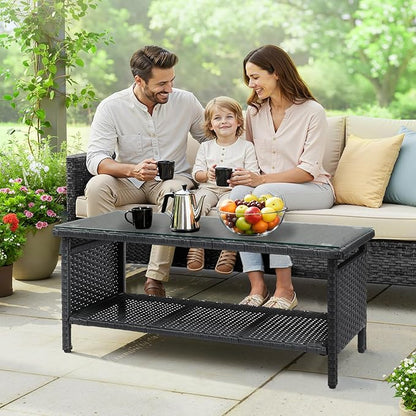 VINGLI Outdoor Wicker CoffeeTable Patio Coffee Tables
