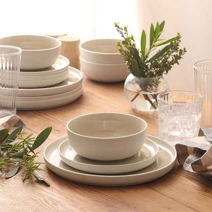 Gibson Elite Tahoe Sunset 12-Piece Reactive Stoneware Dinnerware Set – Matte