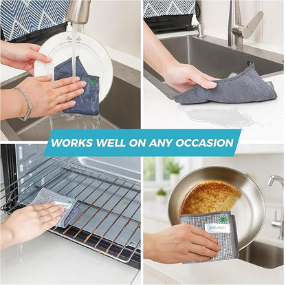 12Pcs New Upgrade 2-Layer Non Scratch Wire Dishcloth,Wire Dishwashing Rag,Reusable Quick-Dry Odor-Free Scrub Cloths for Dishes, Kitchen Cleaning Dish Rags for Cookware,Sinks, Dishes,Stove ﻿