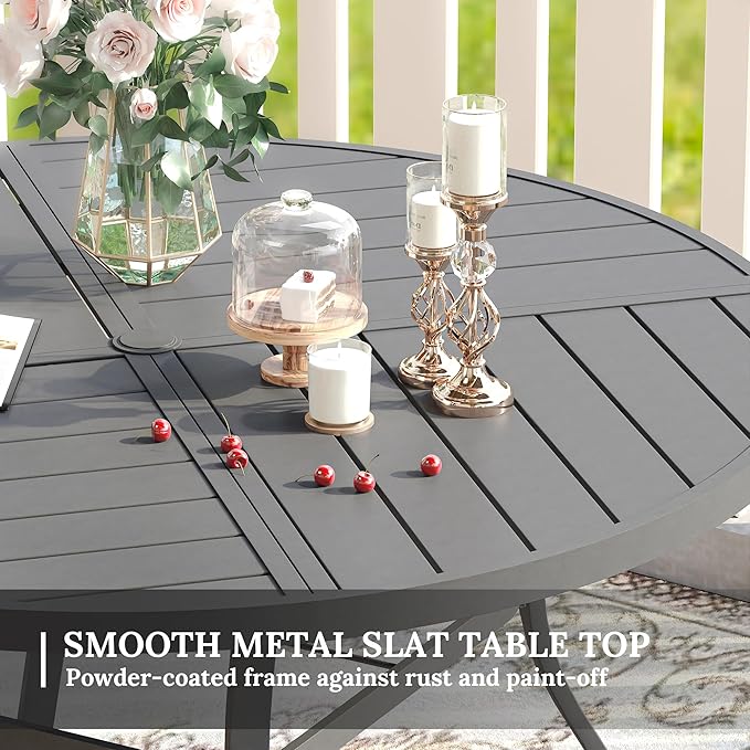 VICLLAX Round Patio Table with Adjustable Umbrella Hole