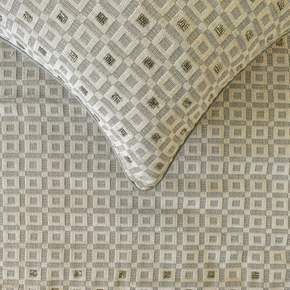 The HomeCentric King/Queen/Twin Grey Designer King 90"x18" Bed Runner Without Pillow Cover, Checkered, Beaded, Hand Embroidery Bed Scarf on Velvet Fabric - The Brick Effect