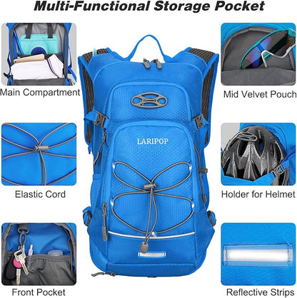 LARIPOP Hydration Backpack, 18L Hiking Backpack with 2L Water Bladder, Lightweight Water Pack for Cycling, Hiking, Biking
