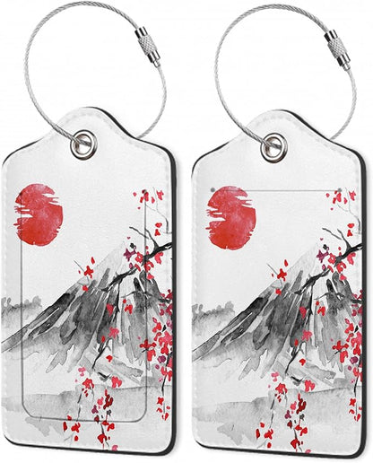2Pcs Luggage Tag for Suitcase Japanese Cherry Blossom Cute Suitcase Tag with Privacy Flap & Name ID Label & Metal Loop,Travel Bag Luggage Tags for Women