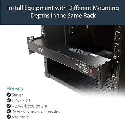 StarTech.com Server Rack Depth Extender - 2U - 4in / 10 cm - TAA Compliant - Recessed Rack Adapter - Rack Mount Adapter Kit - Network Rack Extender (RDA2U)