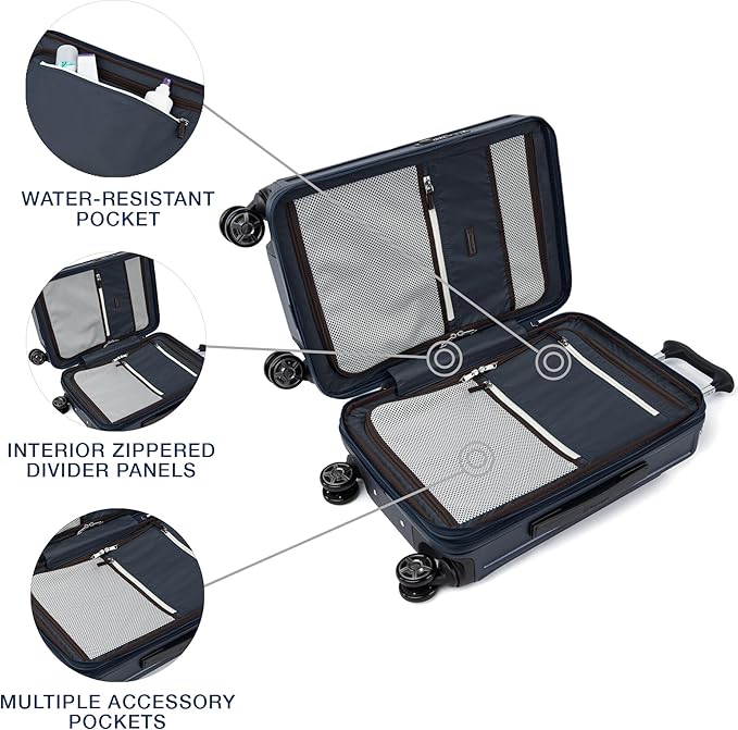 Travelpro Platinum Elite Hardside Expandable Carry on Luggage, 8 Wheel Spinner, TSA Lock, Hard Shell Polycarbonate Suitcase, True Navy Blue, Carry on 21-Inch