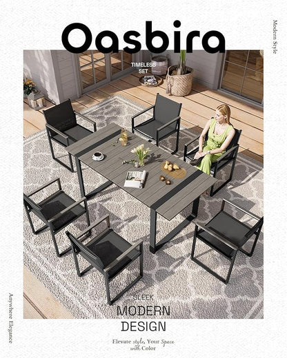 Outdoor Dining Set, HDPS + Aluminum Patio Table and Chairs Set