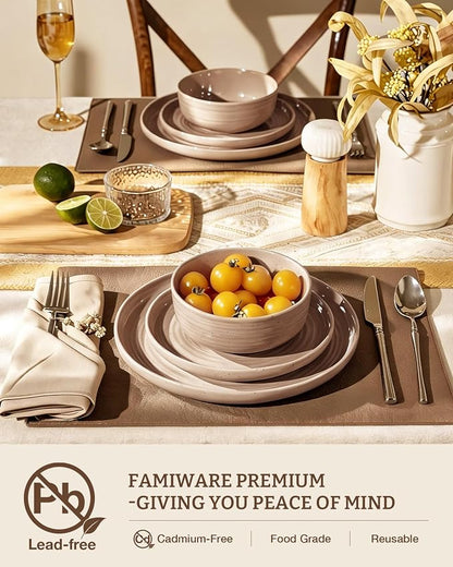 Stoneware Dinnerware Sets with Pasta Bowls, Service