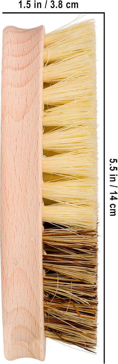 REDECKER Hard and Soft Side Vegetable Brush, Set of 2, Beechwood Handle, 2 Different Bristle Strengths for Cleaning Delicate Vegetables, 5-1/4-inches - Wooden Vegetable Brush, Made in Germany
