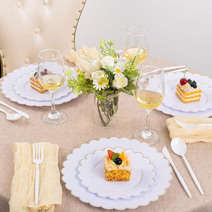 Supernal 360pcs White Plastic Silverware Heavy Duty Disposable Cutlery Set Includes White Party Knives,Plastic Forks and Spoons Suitable July 4th,Weddings & Birthday