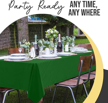 Party Solids 66% Thicker Premium Plastic Table Cloth Rectangle Table Cover 0.5 Mil 6 Pack Emerald Green Table Cloth 54 Inch x 108 Inch Disposable Tablecloth Won't Tear Easily Like Cheap Thin Brands
