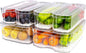 Fridge Organizers and Storage, 6 Pack Clear Freezer Organizer Bins with Lids for Kitchen, Pantry, Refrigerator, Food, Fruit, Vegetable Storage