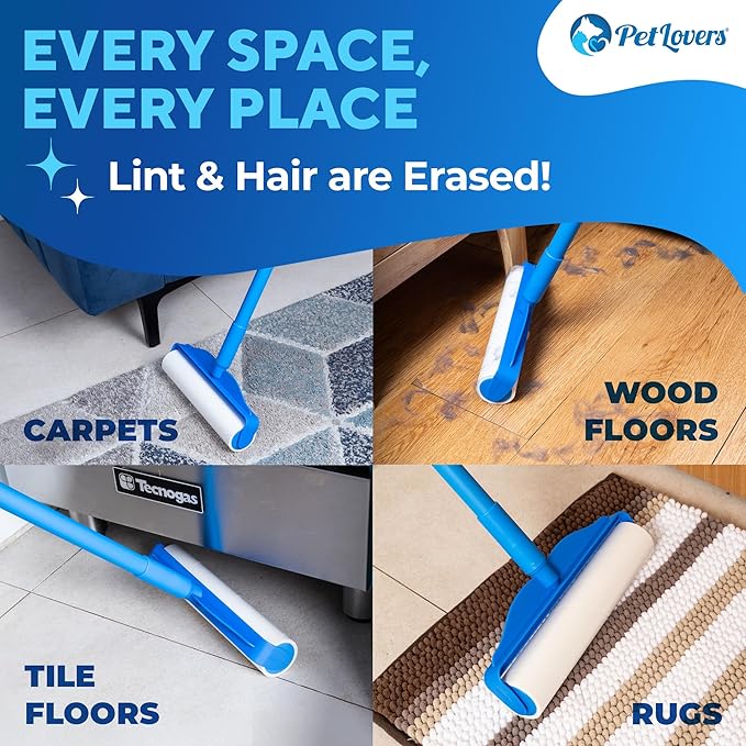 PetLovers Extra Sticky Floor Lint Roller 4 Pack of Refills Only - No Handles Included - 100 Sheets Per Refill 400 Sheets Total